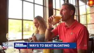 Wellness Wednesday segment on bloating and gut health featuring Dr. Jordan Barber, carried by Yahoo Health