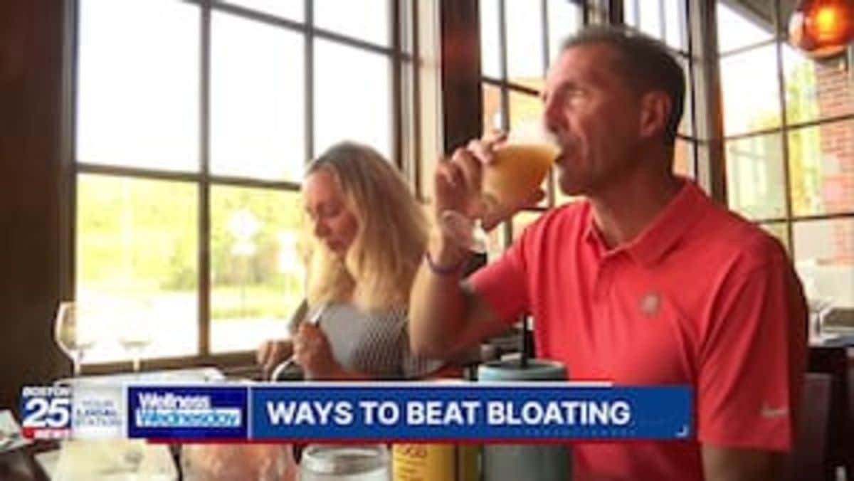 Wellness Wednesday segment on bloating and gut health featuring Dr. Jordan Barber, carried by Yahoo Health